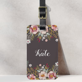 Farbflorale, benutzerdefinierte Monogramm-Gepäckma Gepäckanhänger