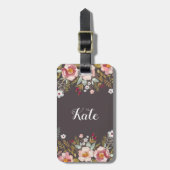 Farbflorale, benutzerdefinierte Monogramm-Gepäckma Gepäckanhänger (Vorderseite vertikal)