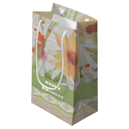 Farbflorale Geschenktüte (Vorderseite Schrägansicht)