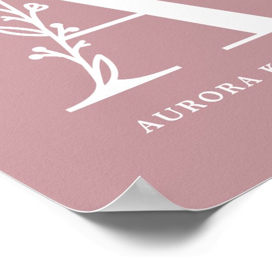 Farbflorale Monogramm Letter A Name-Kinderzimmer Poster (Ecke)