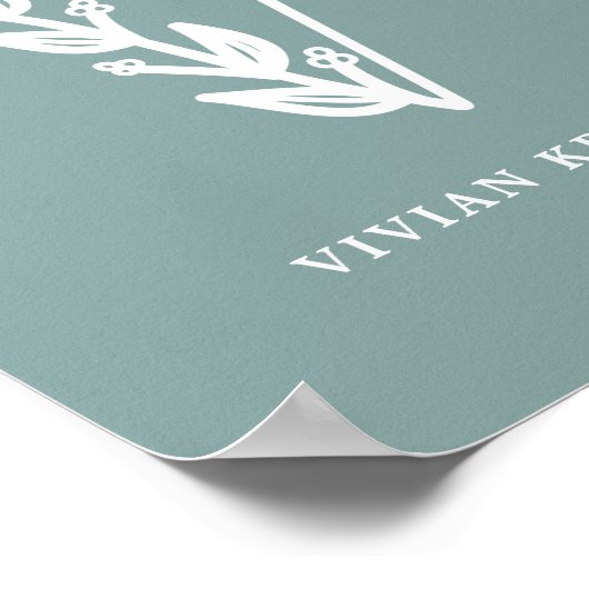 Farbflorale Monogramm Letter V Name Kinderzimmer Poster (Ecke)