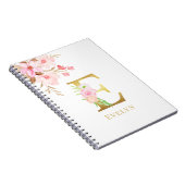 Farbflorale und goldene Buchstaben E Monogramm Notizblock (Rechte Seite)