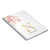 Farbflorale und goldene Buchstaben E Monogramm Notizblock (Rechte Seite)