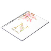 Farbflorale und goldene Buchstaben E Monogramm Notizblock (Linke Seite)