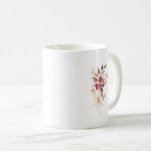 Farbflorale und goldene Buchstaben K Monogramm Kaffeetasse (VorderseiteRechts)