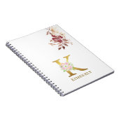 Farbflorale und goldene Buchstaben K Monogramm Notizblock (Rechte Seite)