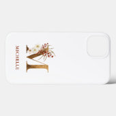 Farbflorale und goldene Buchstaben M Monogramm Case-Mate iPhone Hülle (Rückseite (Horizontal))