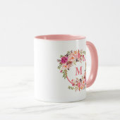 Farbflorenmonogramm Rosa Tasse (VorderseiteRechts)