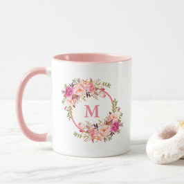 Farbflorenmonogramm Rosa Tasse