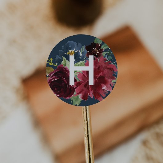 Farbflorenmonogramm Runder Aufkleber