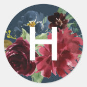 Farbflorenmonogramm Runder Aufkleber (Vorderseite)