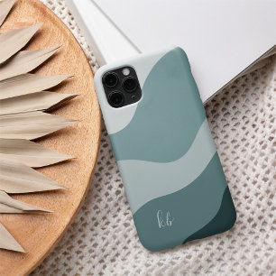 Farbflussmonogramm für Minze und Spruce Boho iPhone 16 Hülle