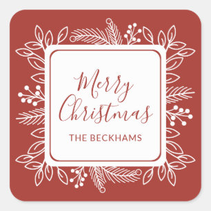 Farbfolienrahmen   Burnt Red Quadratischer Aufkleber