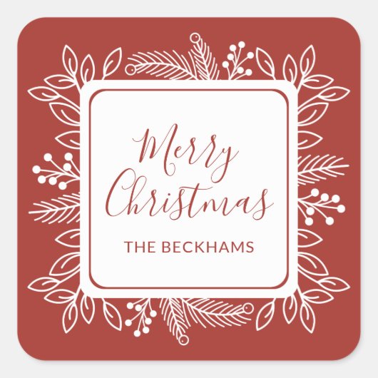 Farbfolienrahmen | Burnt Red Quadratischer Aufkleber (Vorderseite)