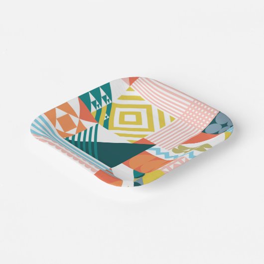 Farbformes Muster Pappteller (Gewinkelt)