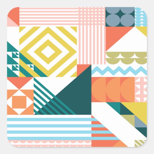 Farbformes Muster Quadratischer Aufkleber (Vorderseite)