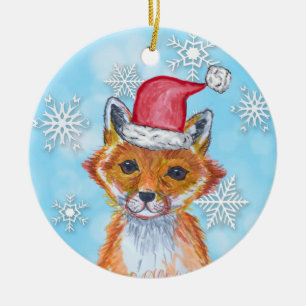 Farbfox mit Personalisierter Meldung auf der Rücks Keramik Ornament