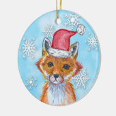 Farbfox mit Personalisierter Meldung auf der Rücks Keramik Ornament (Links)