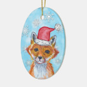 Farbfox mit Personalisierter Meldung auf der Rücks Keramik Ornament (Links)