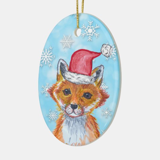 Farbfox mit Personalisierter Meldung auf der Rücks Keramik Ornament (Links)