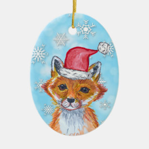 Farbfox mit Personalisierter Meldung auf der Rücks Keramik Ornament
