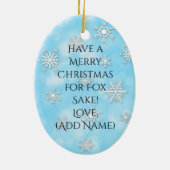 Farbfox mit Personalisierter Meldung auf der Rücks Keramik Ornament (Hinten)