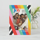 Farbfreude Moderne Streifenfotokarte Einladung (Stehend Vorderseite)