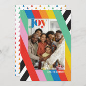 Farbfreude Moderne Streifenfotokarte Einladung (Vorne/Hinten)