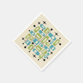 Farbfroher Retro-Mittelmoderne-Atom-Abstrakt Serviette (Ecke)