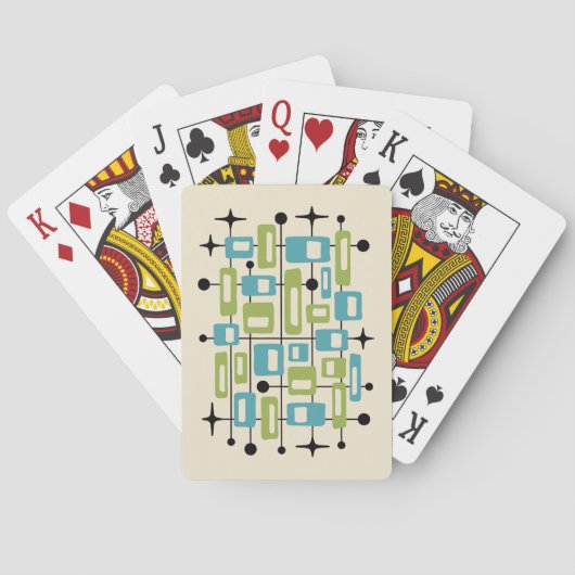 Farbfroher Retro-Mittelmoderne-Atom-Abstrakt Spielkarten (Rückseite)