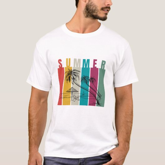Farbfrohes modernes Sommerdesign T-Shirt (Vorderseite)