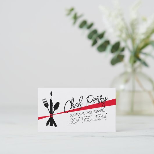 Farbgabel Löffel Kerzenbogenspeisung Visitenkarte (Stehend Vorderseite)