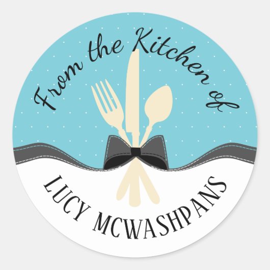 Farbgabelöffel mit Messerbogenprägung Runder Aufkleber (Vorderseite)