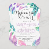 Farbgearbeitete Federn Probe Dinner Einladung (Vorne/Hinten)