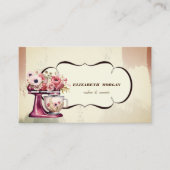 Farbgebäck Konditorei Floral Red Retro Mixer Visitenkarte (Vorderseite)