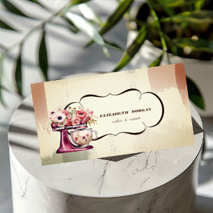 Farbgebäck Konditorei Floral Red Retro Mixer Visitenkarte