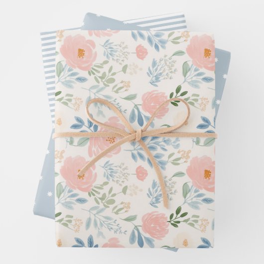 Farbgeblasene Blume Blumenmuster Geschenkpapier Set (Beispiel)