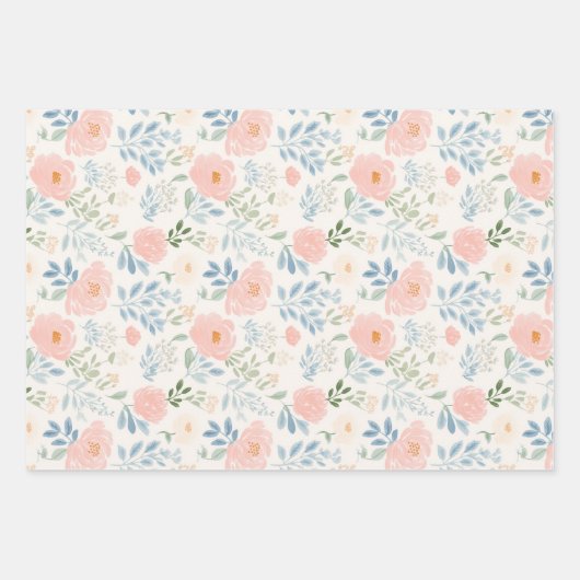 Farbgeblasene Blume Blumenmuster Geschenkpapier Set (Vorderseite)