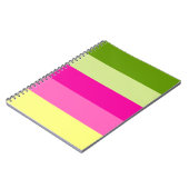 Farbgeblasenes Notebook mit grün und rosa Streifen Notizblock (Linke Seite)