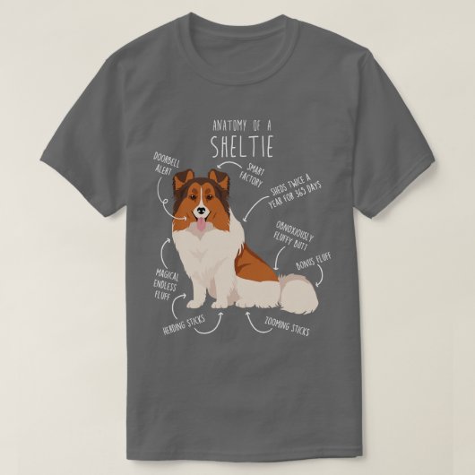 Farbgeblendeter weißer Sheltie Shetland Sheepdog A T-Shirt (Design vorne)