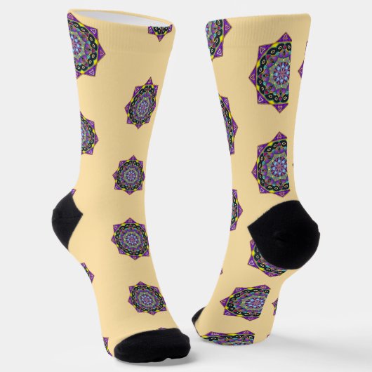 Farbgefestigte Crew Mandala Socken (Gewinkelt)