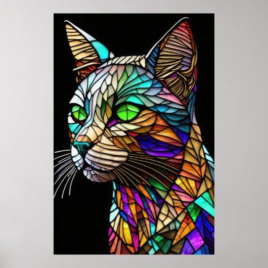 Farbgefestigtes Glas Katze 2:3 Poster (Vorne)