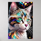 Farbgefestigtes Glas Katze 2:3 Poster (Vorne)