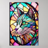 Farbgefestigtes Glas Katze 2:3 Poster (Vorne)