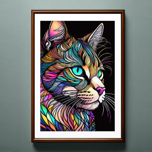 Farbgefestigtes Glas Katze 2:3 Poster