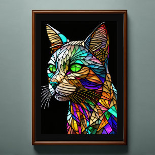 Farbgefestigtes Glas Katze 2:3 Poster