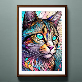 Farbgefestigtes Glas Katze 2:3 Poster