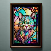Farbgefestigtes Glas Katze 2:3 Poster