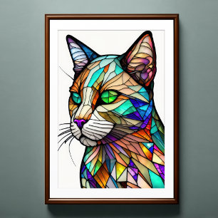Farbgefestigtes Glas Katze 2:3 Poster