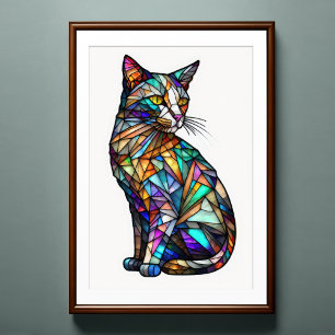 Farbgefestigtes Glas Katze 2:3 Poster